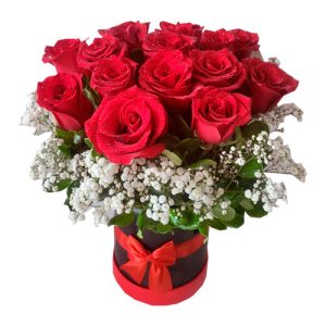 Caja de Rosas color rojo