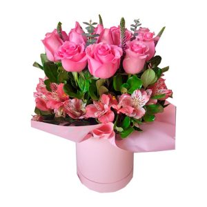 Caja de Rosas color rosado